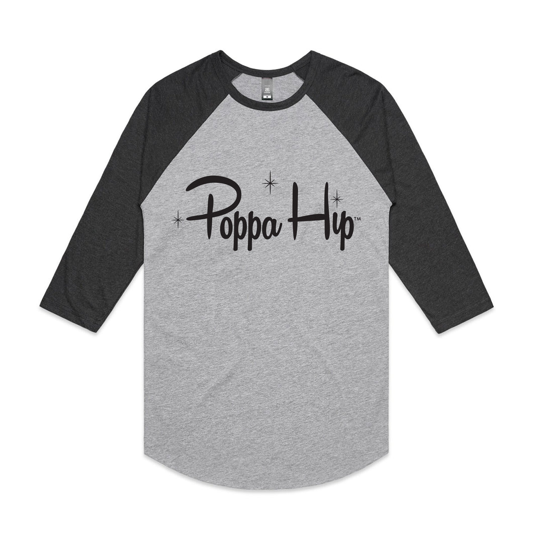 Poppa Hip Men's Baseball T-Shirt (Grey Marle /Asphalt Marle)
